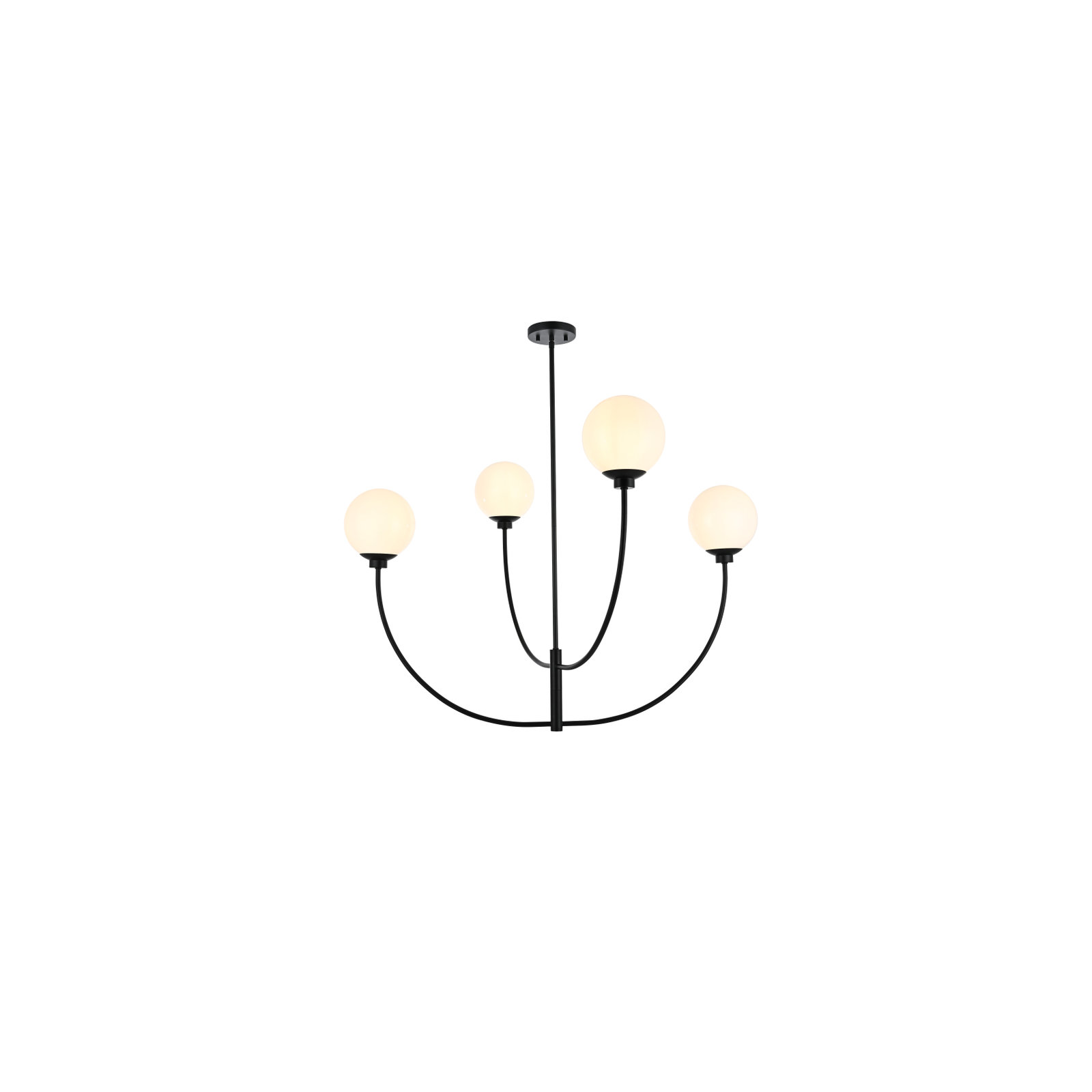 Kyle 4 - Light Dimmable Modern Linear Chandelier, Black, 29.5" H x 42" W x 42" D