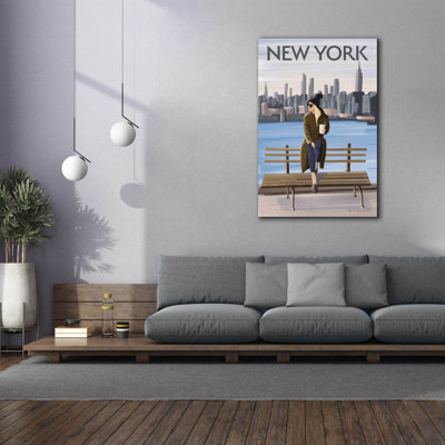 Toile épique Graffiti «Girl In New York 2» par Omar Escalante, 40 po x 60 po