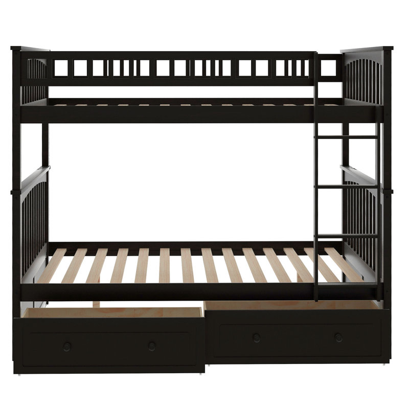 Full Over Full Bunk Bed With Drawers, Convertible Beds, Espresso