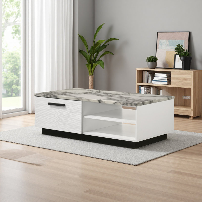 Table basse 47 po avec plateau en faux marbre