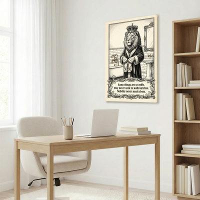 Lion lion en robe avec couronne, reproduction d'art sur toile tendue