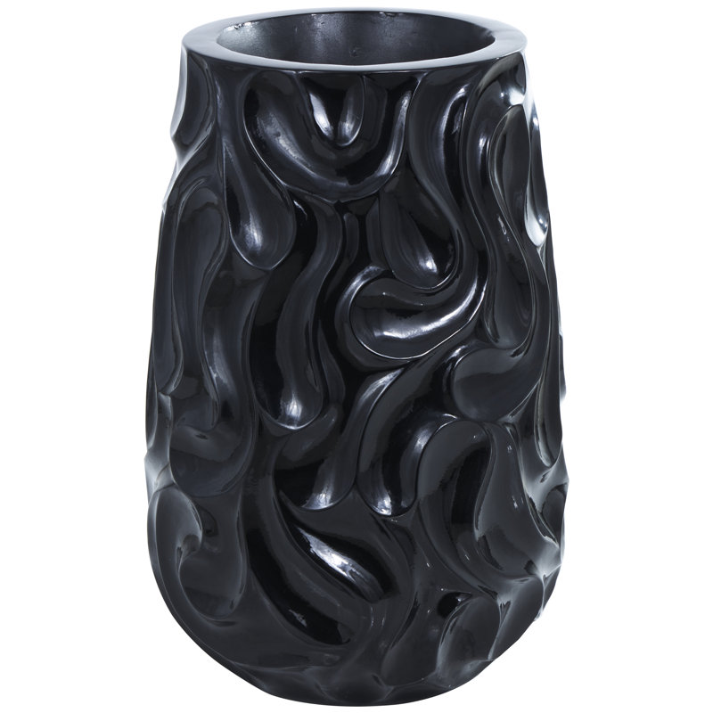 Grand vase décoratif texturé Ciannah, Noir, H 24 po x l 15,5 po x P 15,5 po