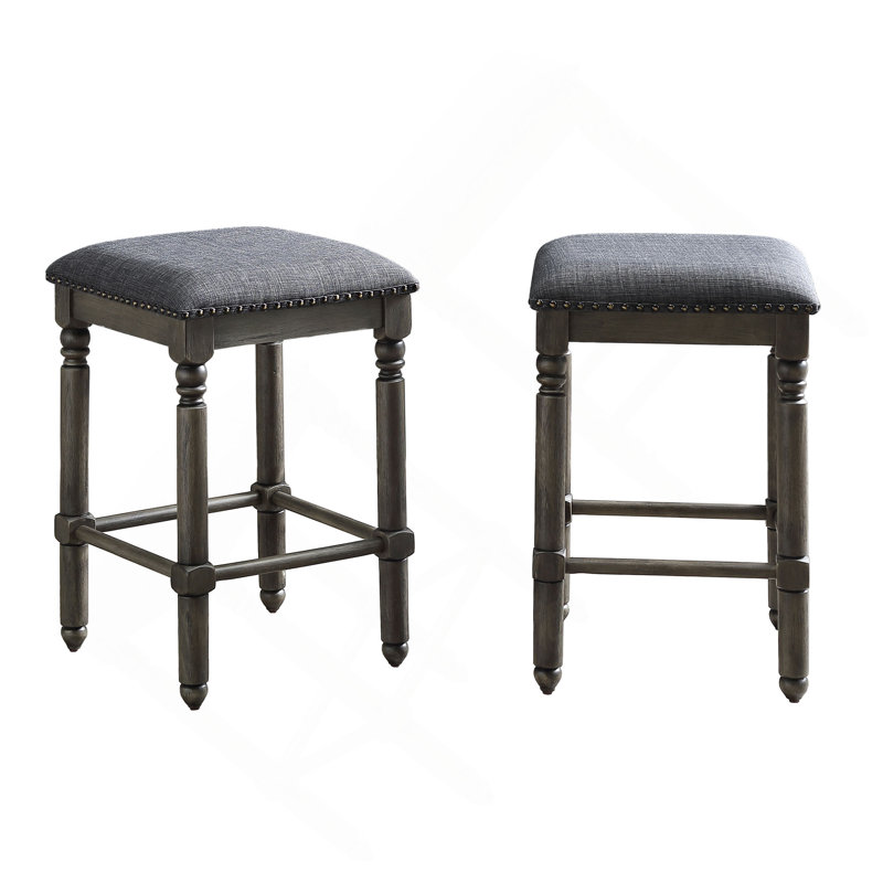 Tabouret en bois rembourré, ensemble de 2