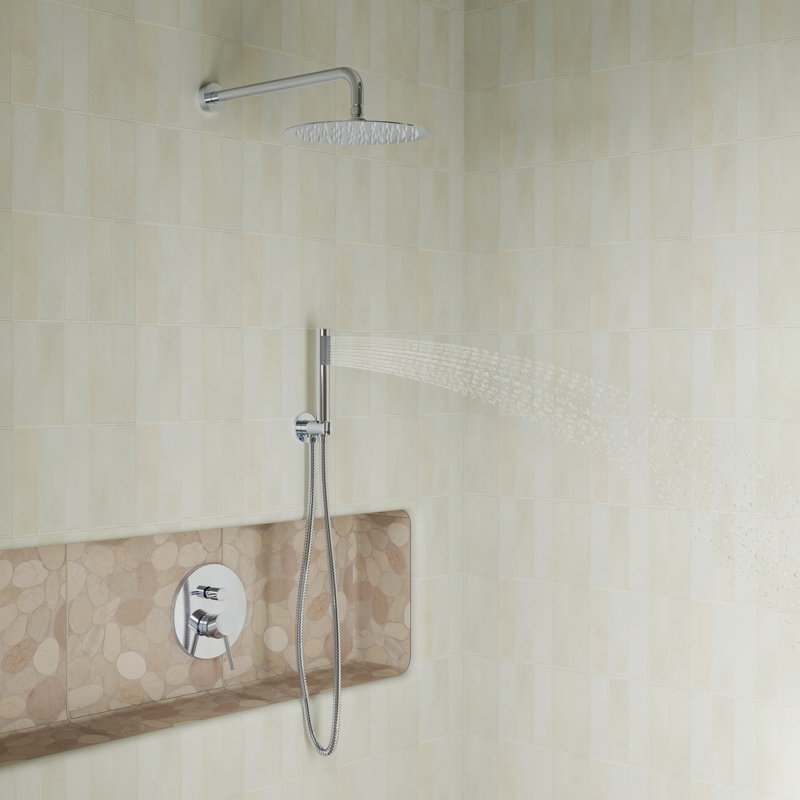 Pressure-Balanced Complete Shower System with 10-Inch Rain Shower Head, Handheld, Rough-in Valve, Chrome