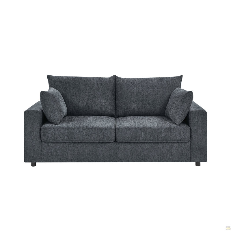 Canapé moderne rembourré de 78 po avec coussins profonds et coussins amovibles, Bleu