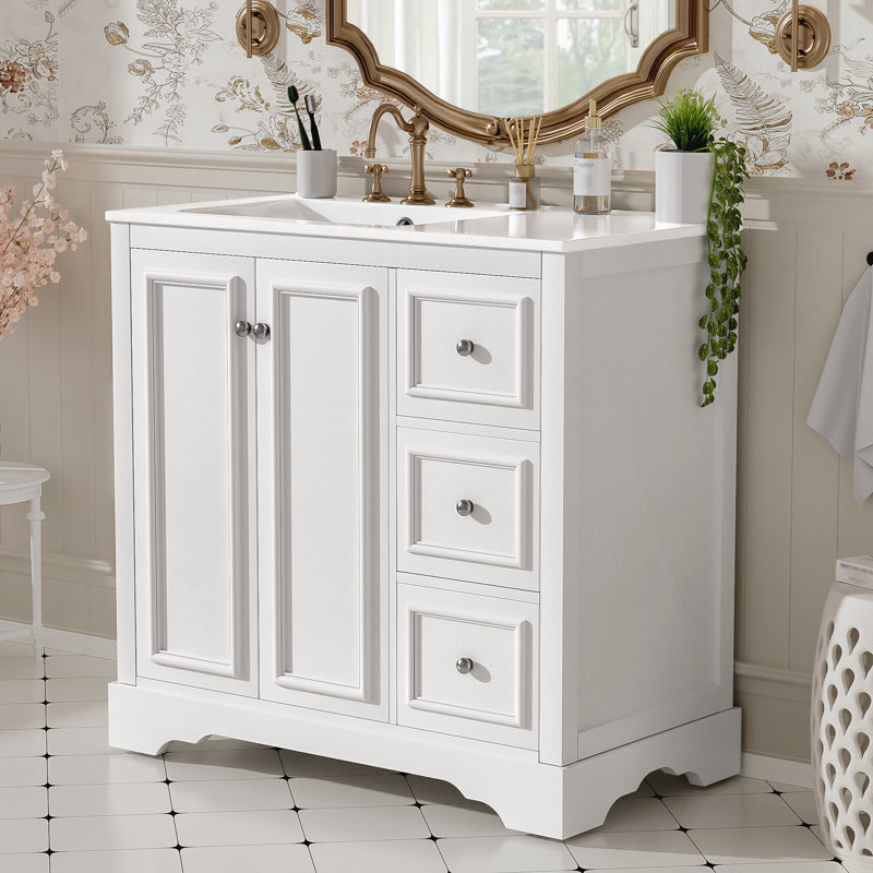 Meuble-lavabo 36 po avec lavabo en céramique, Blanc