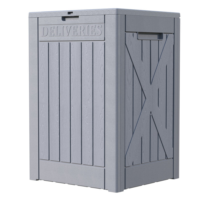 48-gallon Resin Package Delivery Box For Outside, Waterproof Storage Box With Lockable Secure, Gray
