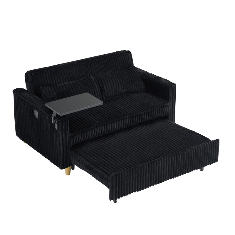 Push-in Corduroy Sofa Multifunctional Design, Black