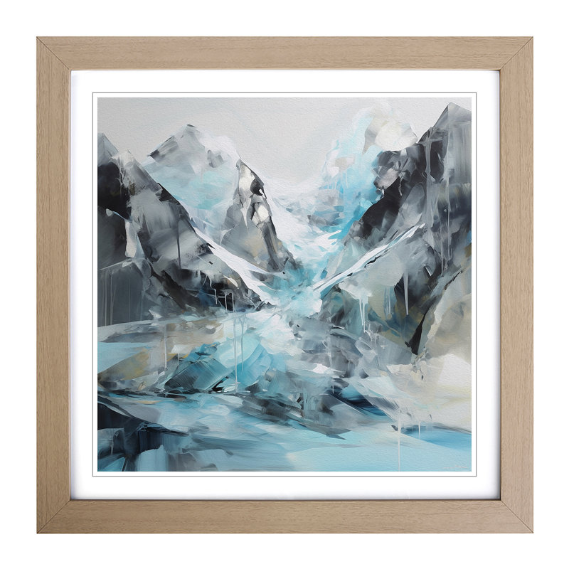 Glacier Gestural Art No.1 - Framed Print, Oak