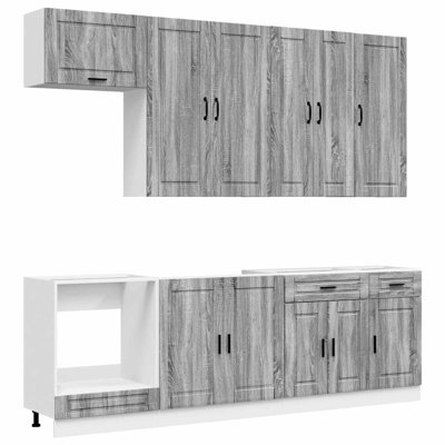 vidaXL Kitchen Unit with Drawer with Door PORTO 8 pcs Engineered Wood Storage