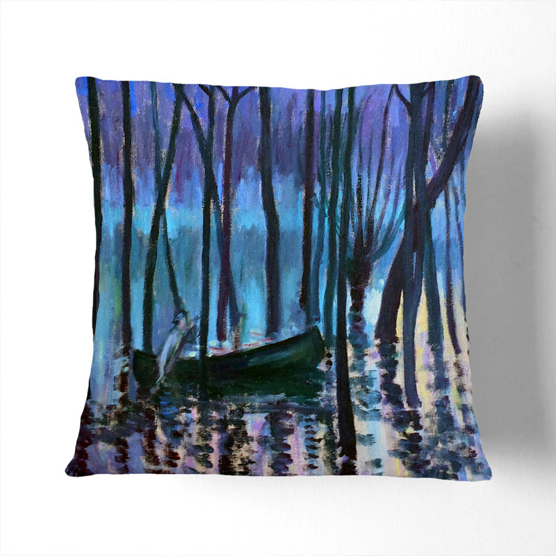 In His Canoe Scatter Cushion, Blue, 55cm H x 55cm W x 20cm D