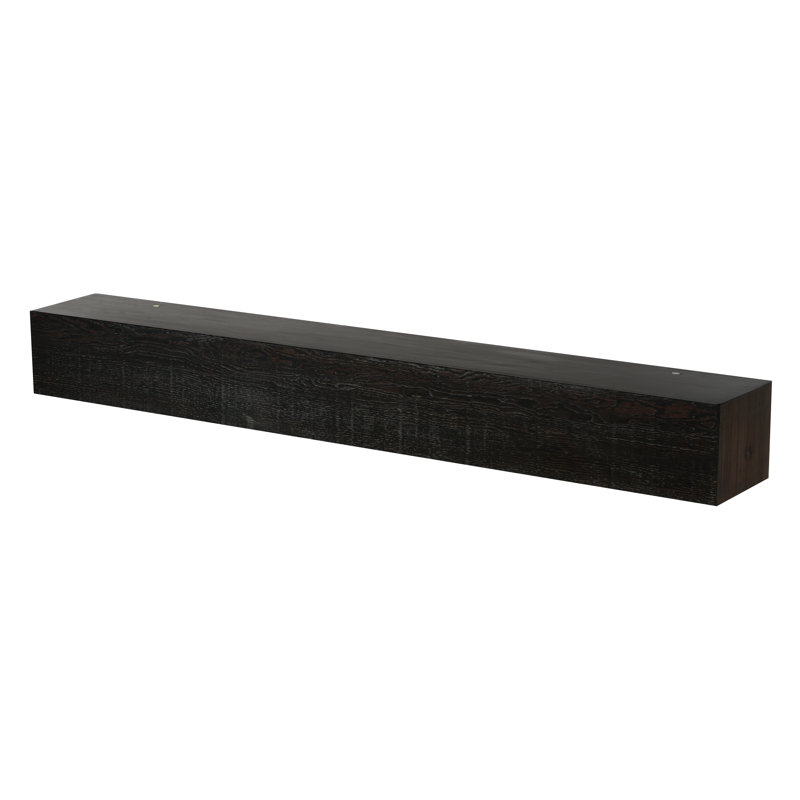 Beam Wood Fireplace Mantel Shelf, 60", Midnight Black