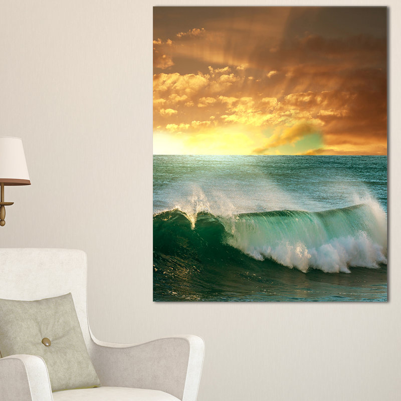 Stormy White Wave in Blue Sea Framed Canvas Art Print