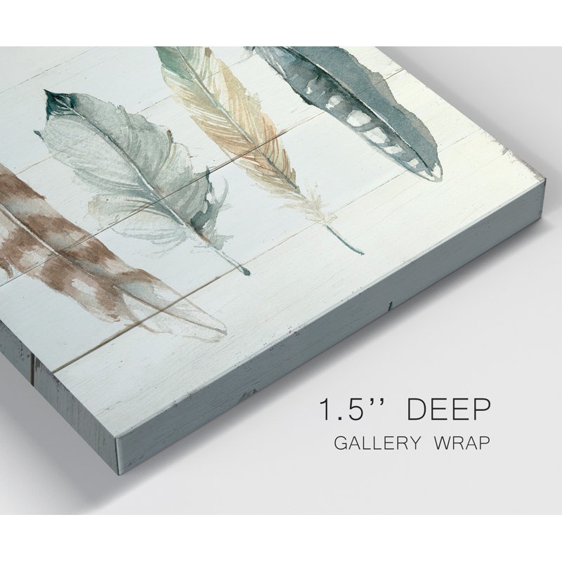 Shiplap Feathers I - Ensemble de 2 reproductions sur toiles tendues, H 24 po x l 48 po x P 1 po