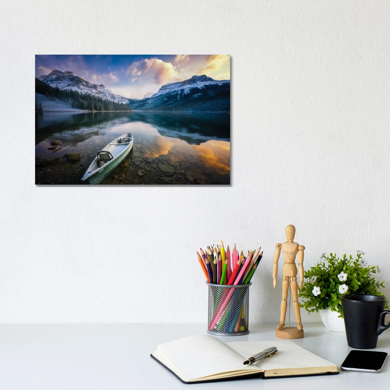 First Snow Emerald Lake by Yongnan Li - Wrapped Canvas Print, 20.32 cm H x 30.48 cm W