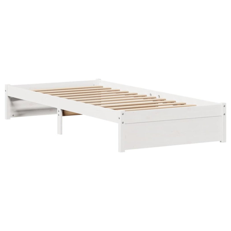 Chamberlan Solid Wood Storage Bed, White, 31cm H x 195.5cm W x 80.5cm D
