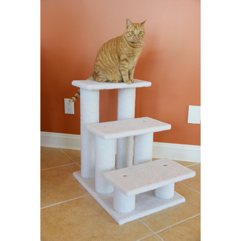 Ivory Faux Fleece 25" High Cat and Dog Steps