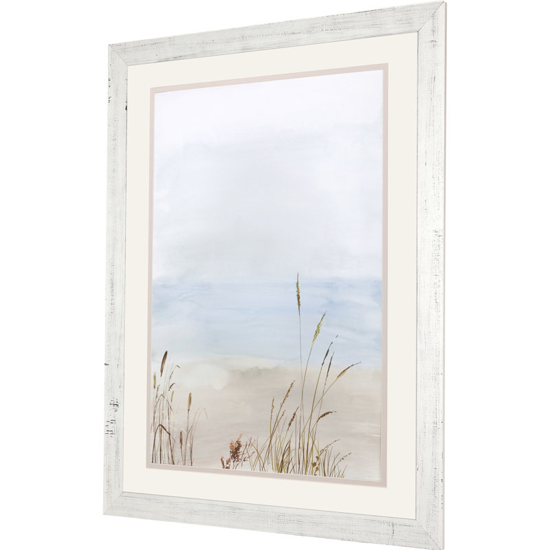 Soft Beach Grass I White Framed Print Wall Art