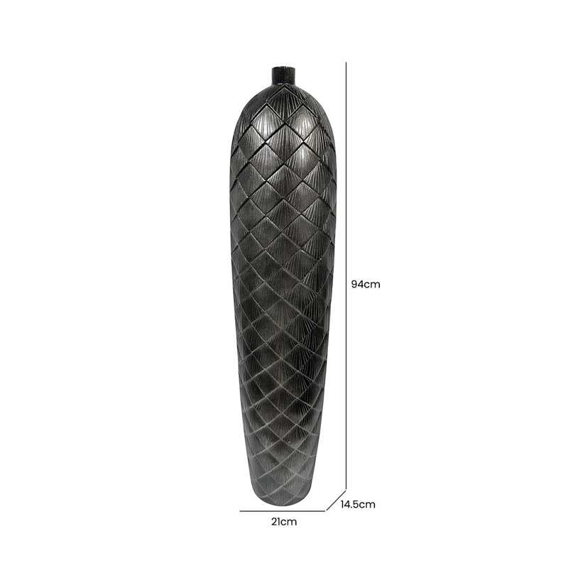 Covadonga Gunmetal Finish Polyresin Floor Vase, 94cm H  x 21cm W  x 14.5cm D
