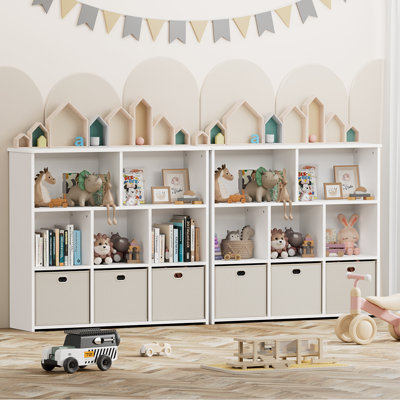 Bibliothèque de rangement avec 3 tiroirs amovibles, bibliothèque cubique, armoire à livres, rangement pour jouets