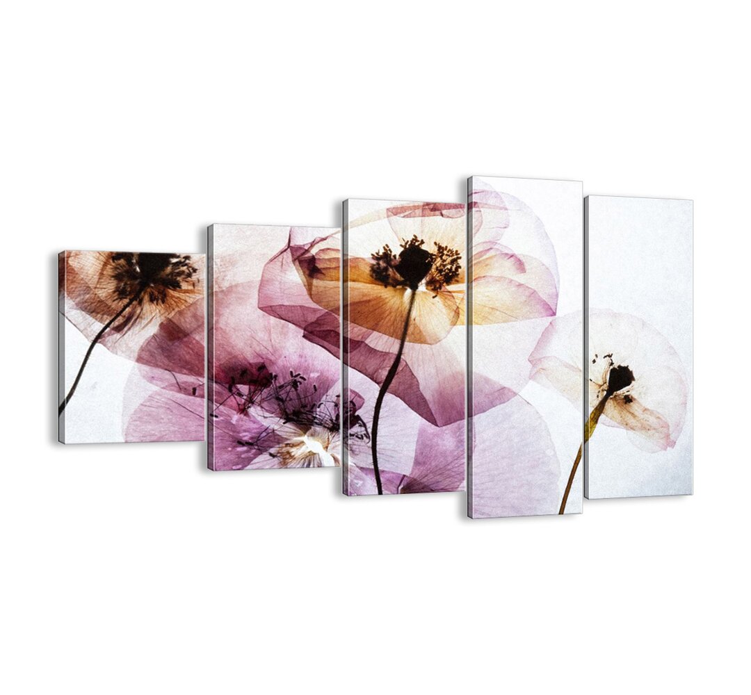 5-tlg. Leinwandbilder-Set - Grafikdruck „Flowers Body Filmstrip”