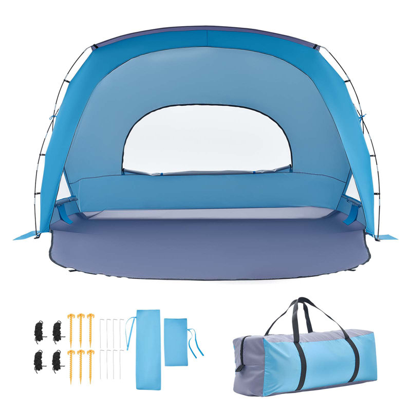 Beach Tent Sun Shelter for 6 Person, UPF 50+ Protection, Portable Sun Shade Canopy with Carrying Bag & Sand Pockets, Lightweight and Easy Setup Beach Umbrella for Family Camping Outdoor Picnic