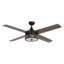 Ventilateur de plafond d'intérieur en cristal 4 pales de 52 po avec télécommande Houck et ensemble d'éclairage inclus