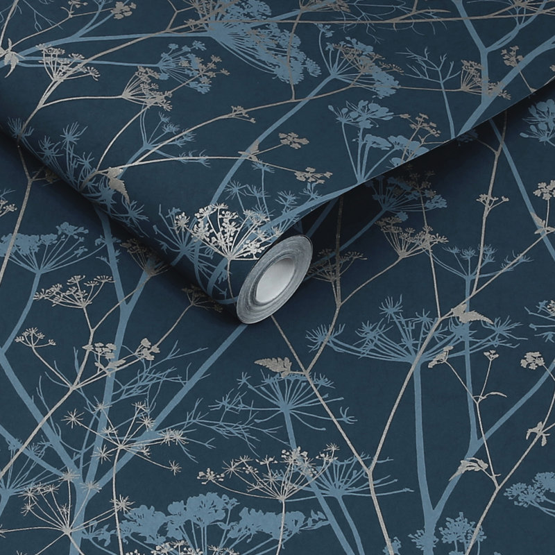 Clarissa Hulse Wild Chervil Madder & Pewter Wallpaper, Blue