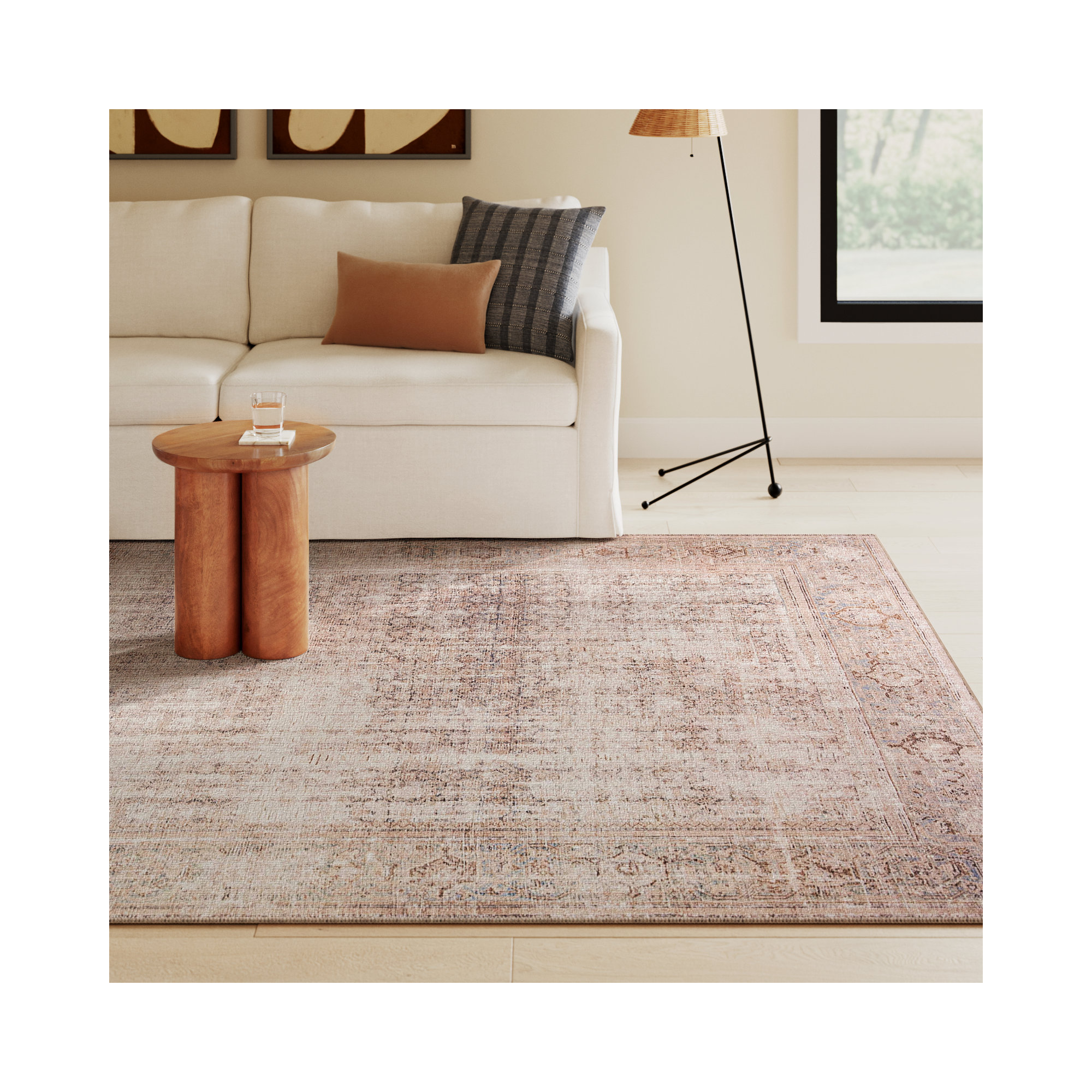 Georgie Oriental Ocean/Sand Area Rug, Rectangle 7'6" x 9'6"