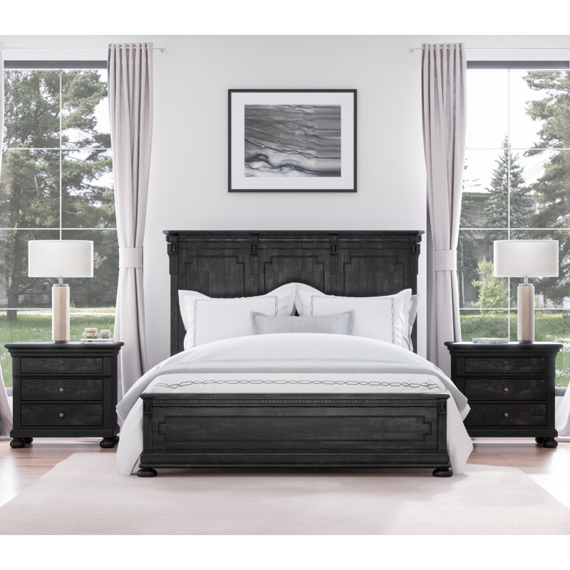 Ensemble de chambre à coucher avec lit-bateau 3 pièces Waylon, Très grand