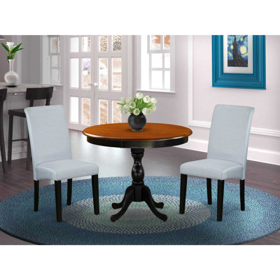3-Piece Mahogany Finish Solid Wood Top - Dining Room Set with High Back - Seats 4