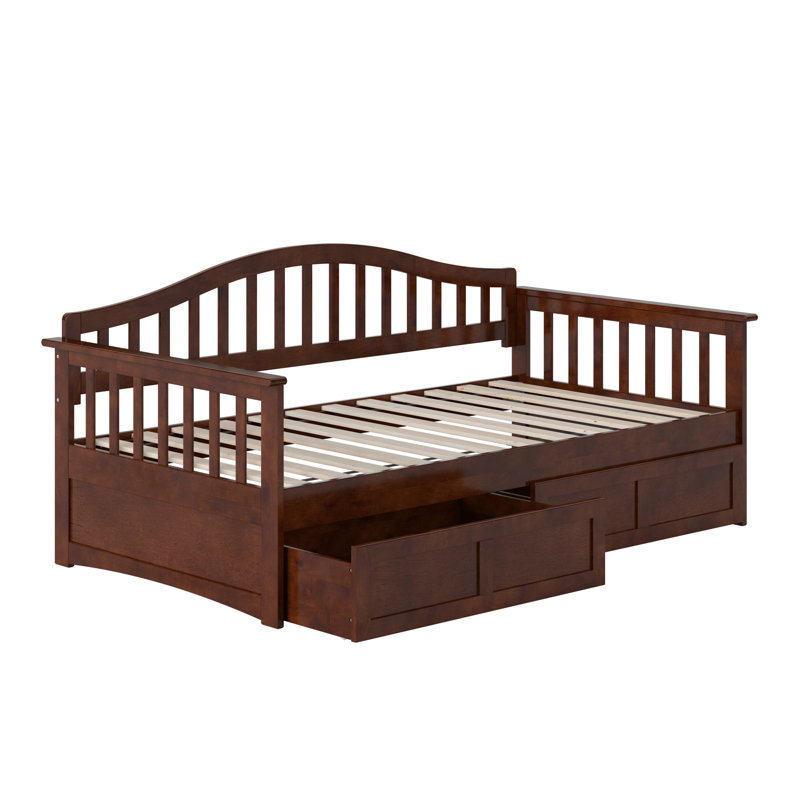 Lit de jour en bois avec tiroirs de rangement Mission, Walnut