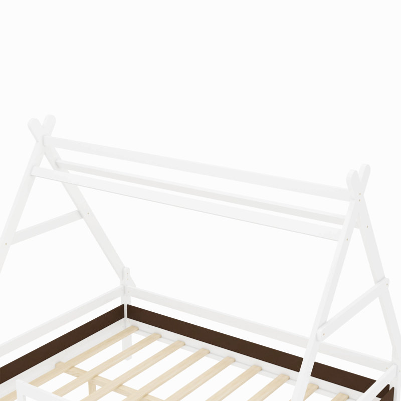 Lit plateforme double avec escalier, structure de lit simple en bois massif, profil bas et conception amusante pour enfants