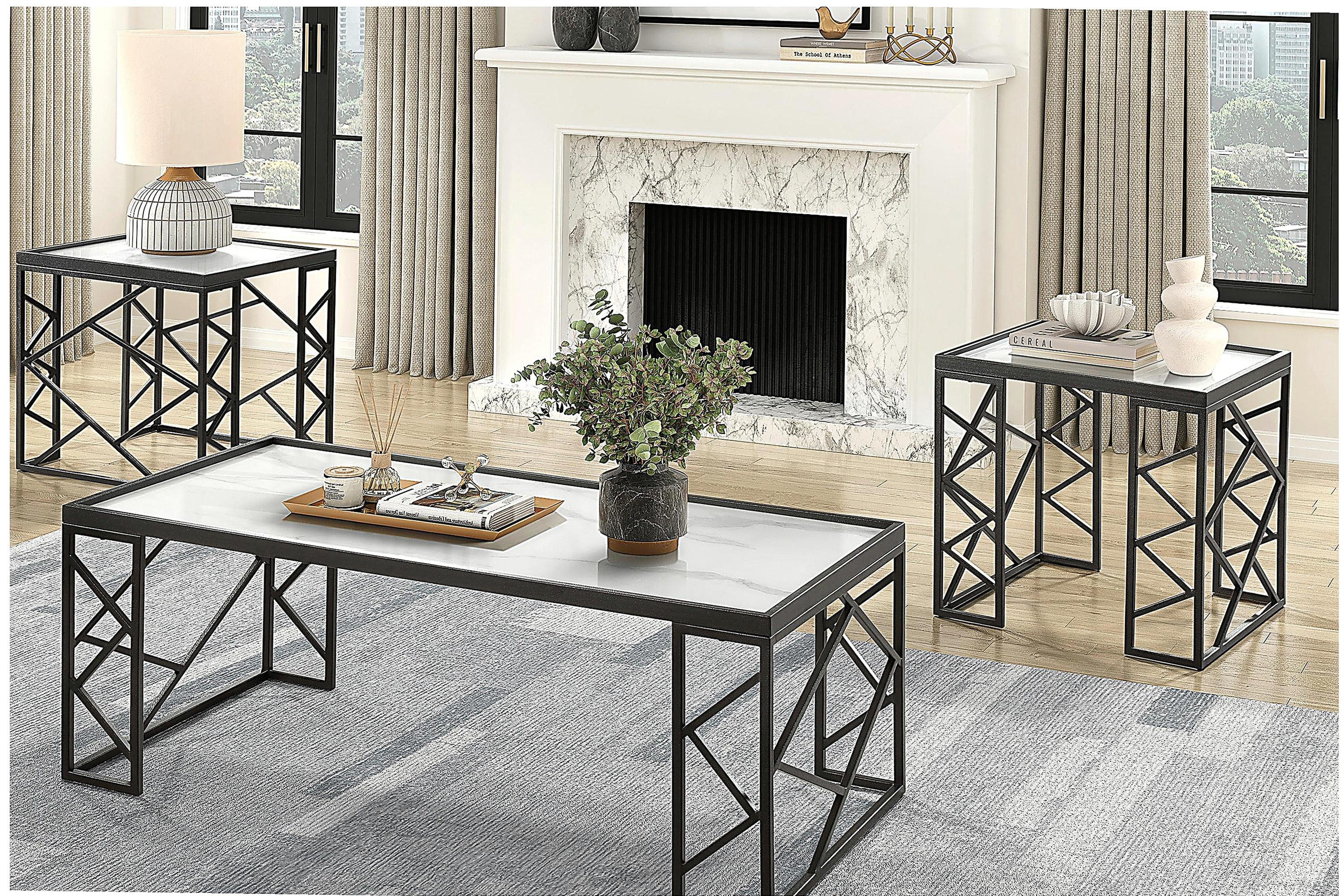 Latitude Run® Occasional 3pc Tables Set Tempered Glass Top Coffee Table ...