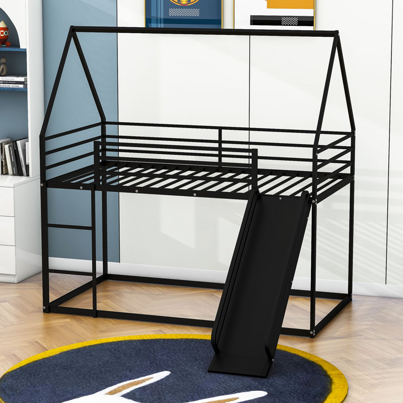 Nermal Kids Twin Over Twin Bunk Bed, Black