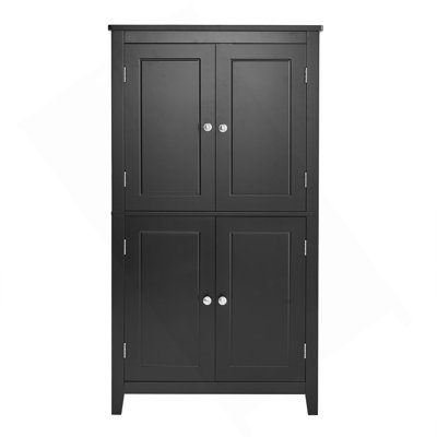 Elegant Bathroom Floor Storage Cabinet, Bathroom Storage Unit, Freestanding Cabinet With 4 Doors, Adjustable Shelves, Adaptable Shelves, Black
