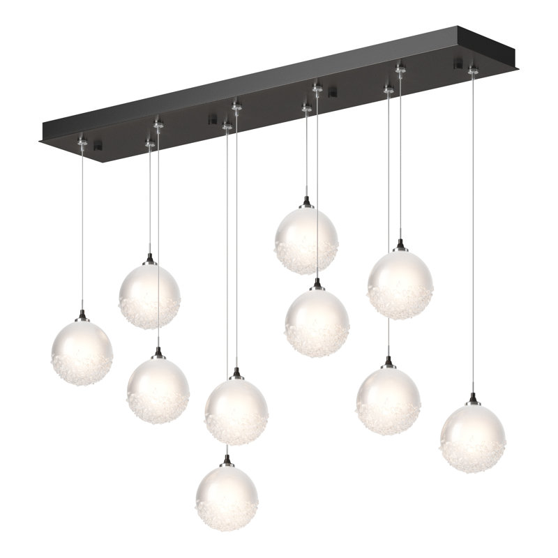 Luminaire suspendu pour îlot de cuisine à 10 lumières Fritz, H 130 po x l 44,5 po x P 9,4 po, Bronze huilé