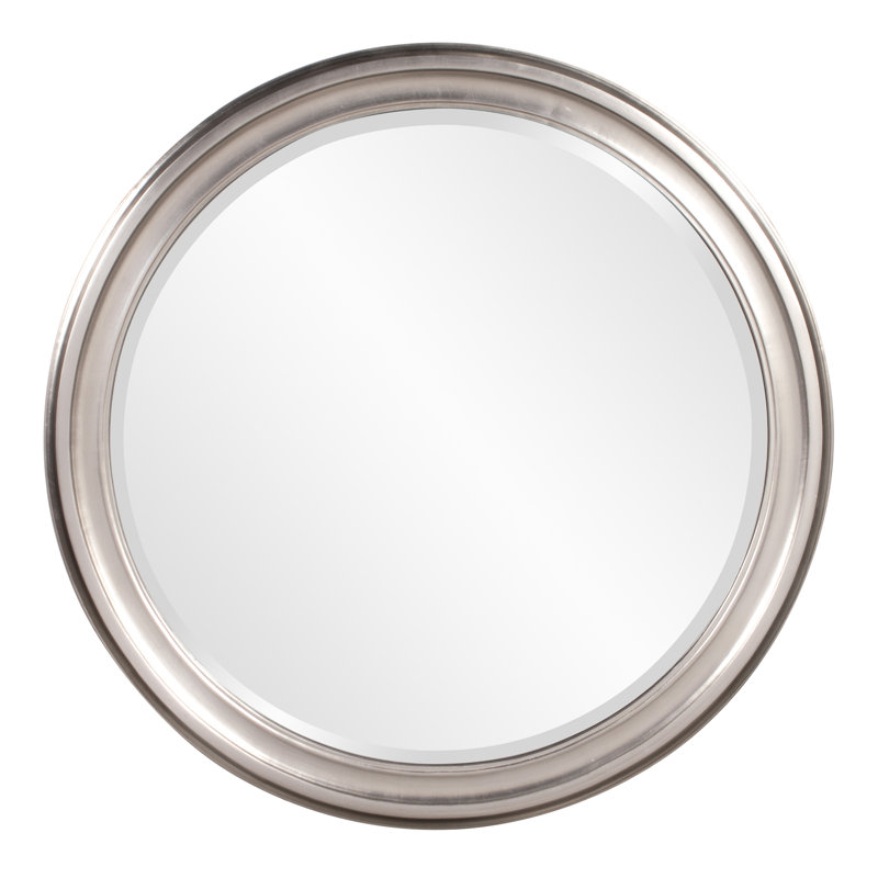Meayki Solid Wood Round Mirror, Silver Leaf