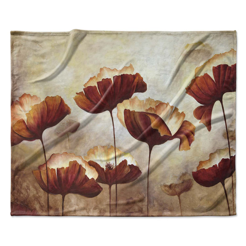 Poppies Polyester Comforter, King Comforter + 2 King Pillowcases