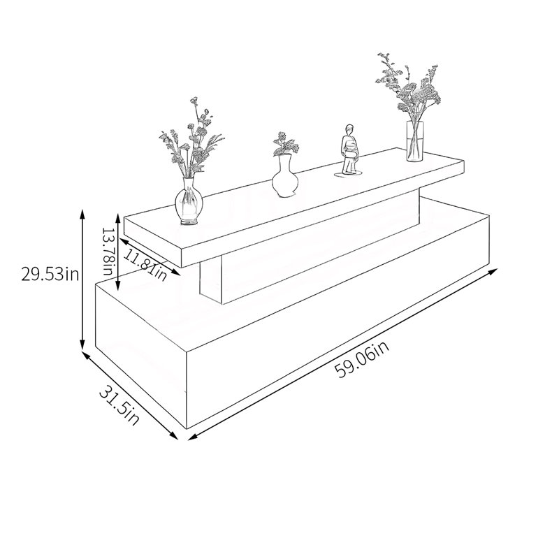 Multifunctional Red Art Display Stand, 29.53" H x 59.06" W x 31.5" D