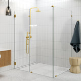 Illume 59 in. x 46.5 in. x 78 in. 90-degree Fully Frameless Wall Hinged Glass Shower Enclosure