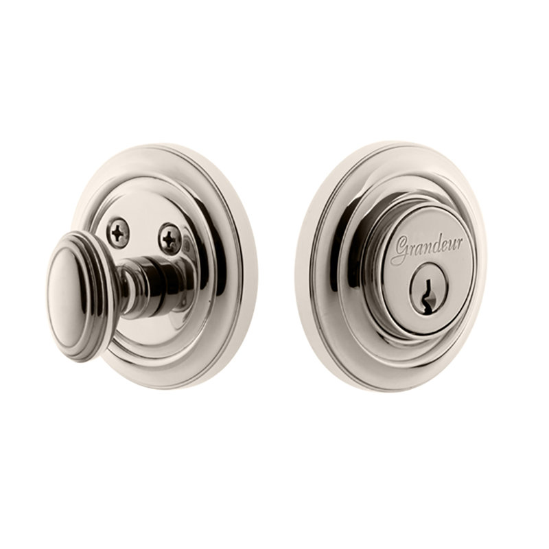 Pêne dormant cylindrique circulaire, 2.375", Nickel poli