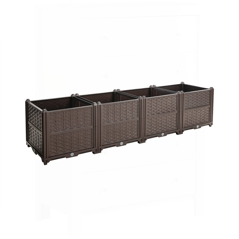 Boîte à fleurs rectangulaire en plastique pour légumes, herbes et fleurs - Ensemble de plantation d'intérieur et d'extérieur brun | Idée de cadeau