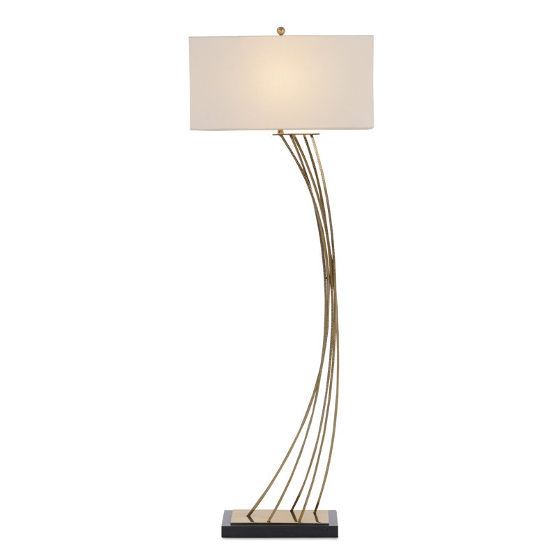 Cambered Floor Lamp, Antique Brass