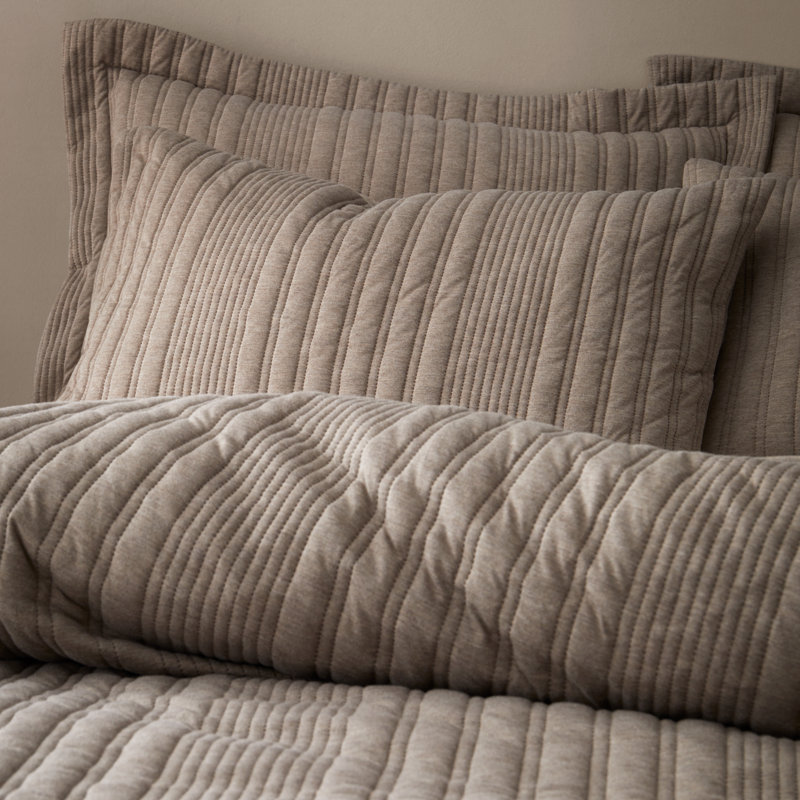 Tamba Jersey Stripe Double Duvet Cover Set with Pillowcases, Super King, Mole