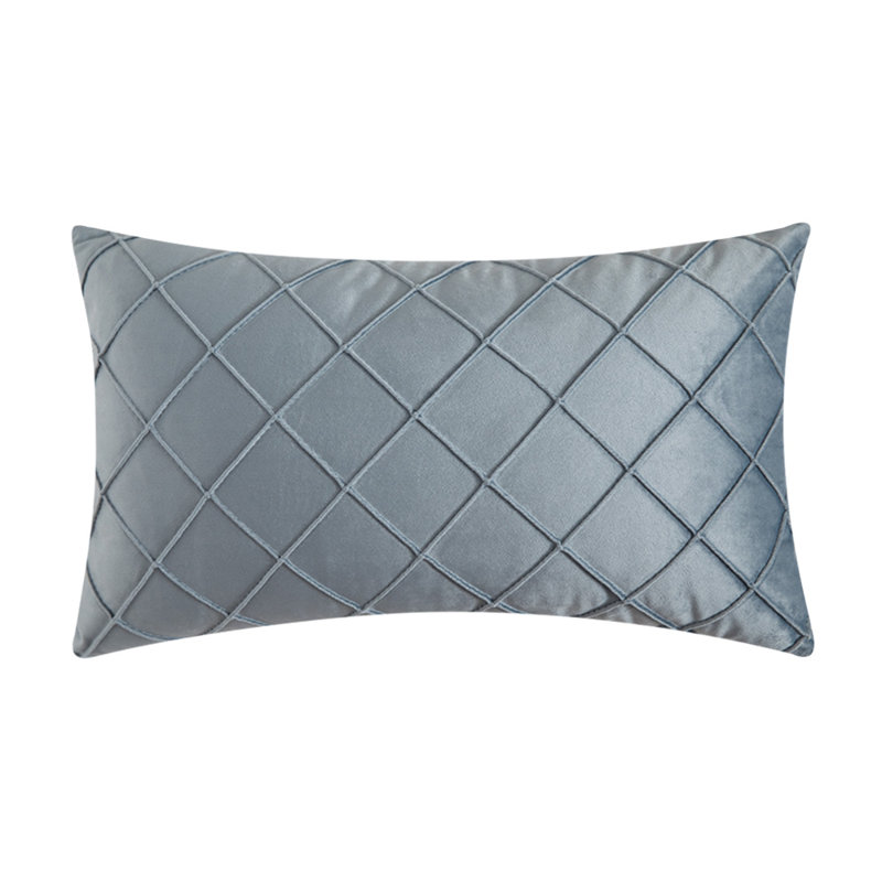 HCN_Velvet Self Cross Cushion, Light Blue