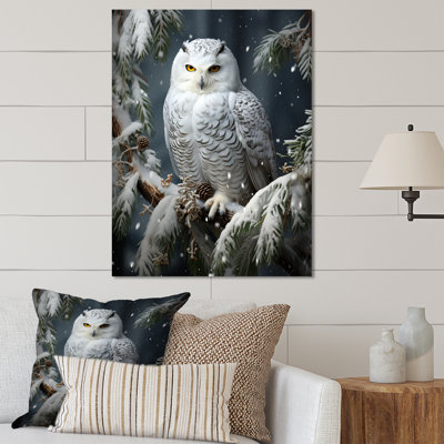 Snowy Owl Winter Watch I - Art mural en métal animal hibou