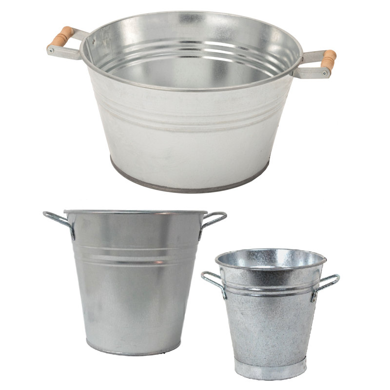 Ensemble de pots à fleurs en acier galvanisé 3 pièces