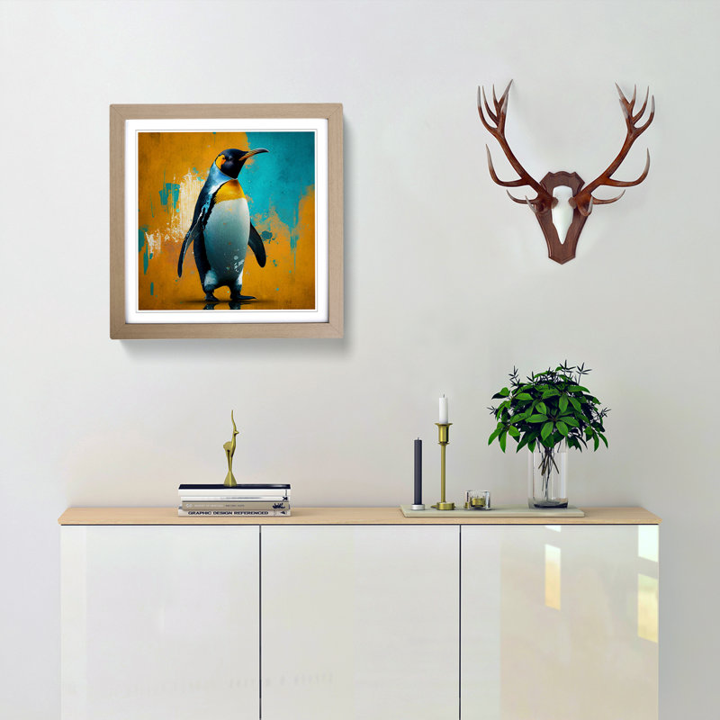 Penguin Expressionism - Framed Print, Oak