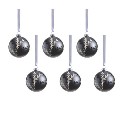 Patrin  Set Glass Ball Ornaments with Leaf Pattern
